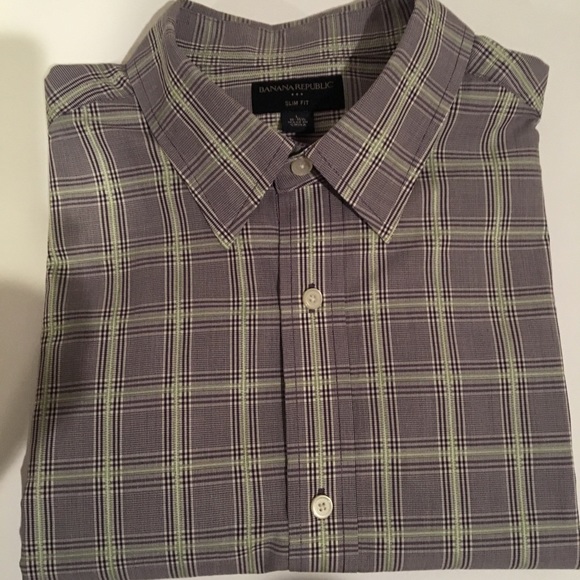 Banana Republic purple/green button down shirt. - Picture 1 of 5